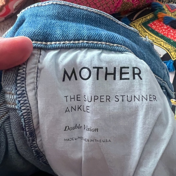 MOTHER High Rise Blue Jeans with Heart Design - Picture 4 of 6